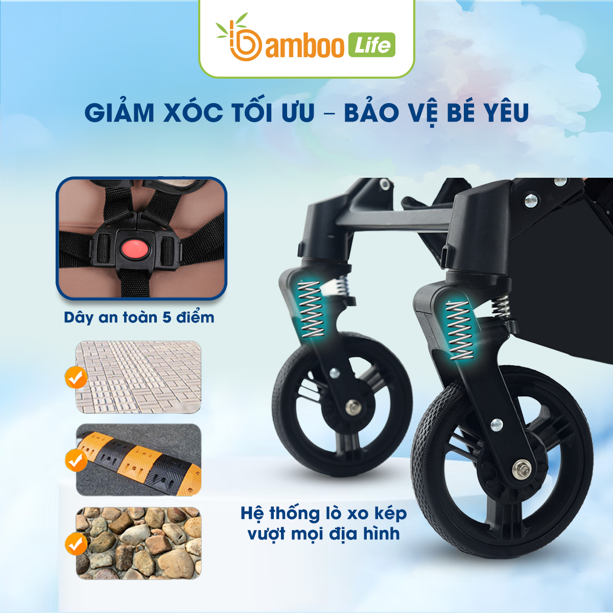 Xe Đẩy Cho Bé 2 Chiều Bamboo Life Cao Cấp