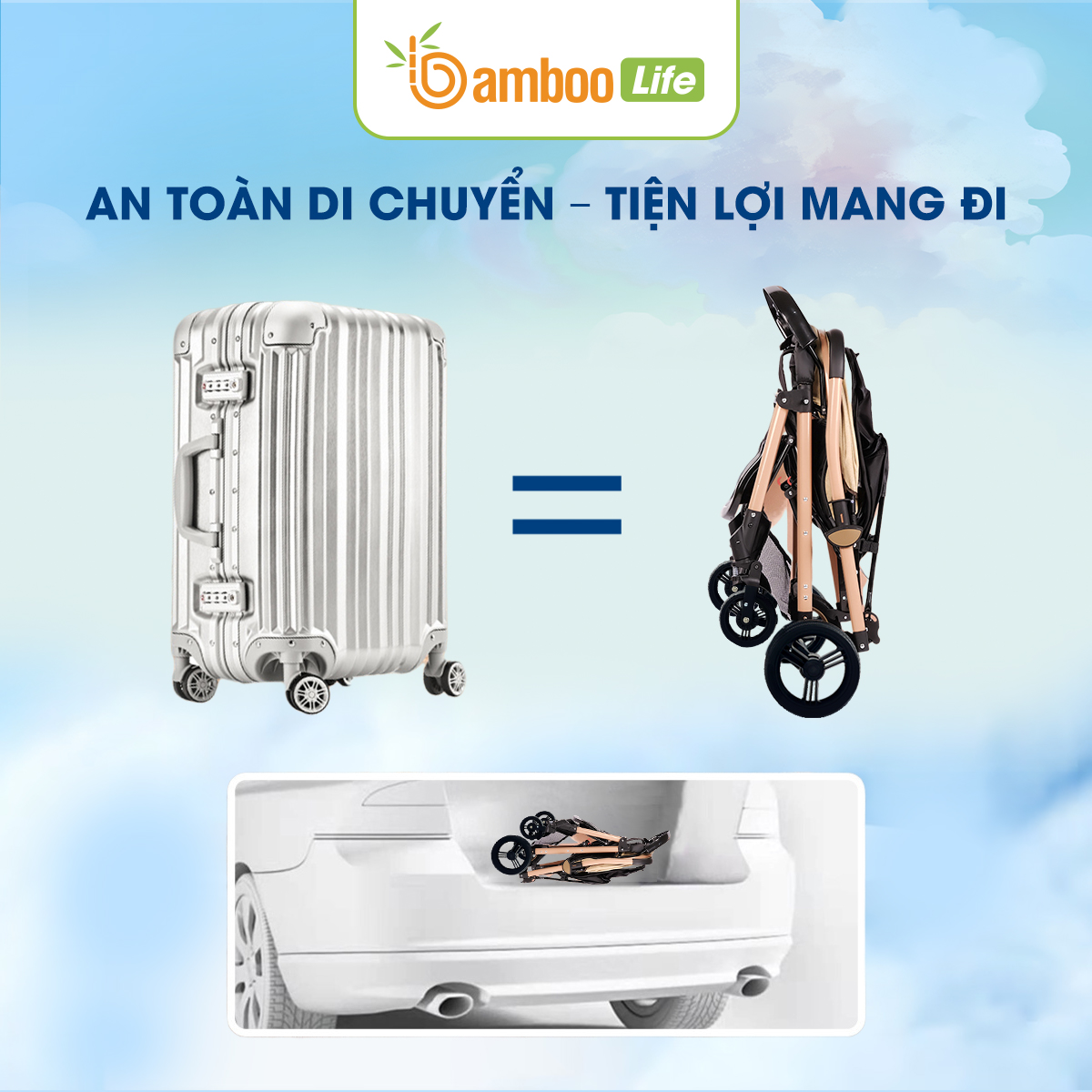 Xe Đẩy Cho Bé 2 Chiều Bamboo Life Cao Cấp