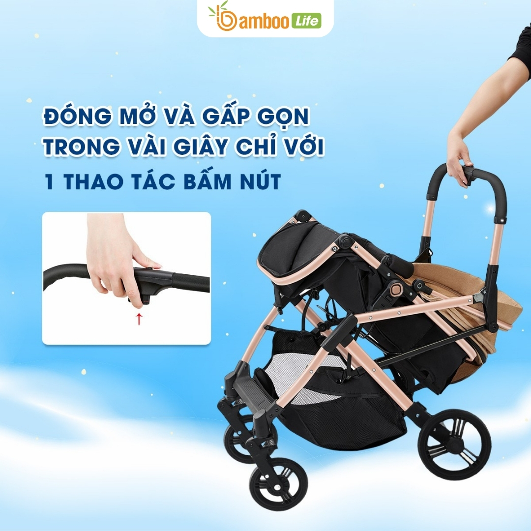 Xe đẩy gấp gọn – trợ thủ đắc lực của mẹ hiện đại