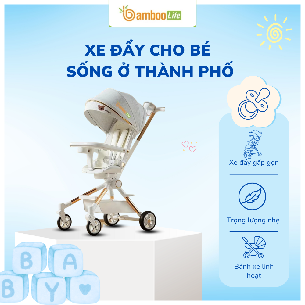 Xe đẩy cho bé gọn nhẹ, phù hợp không gian đô thị