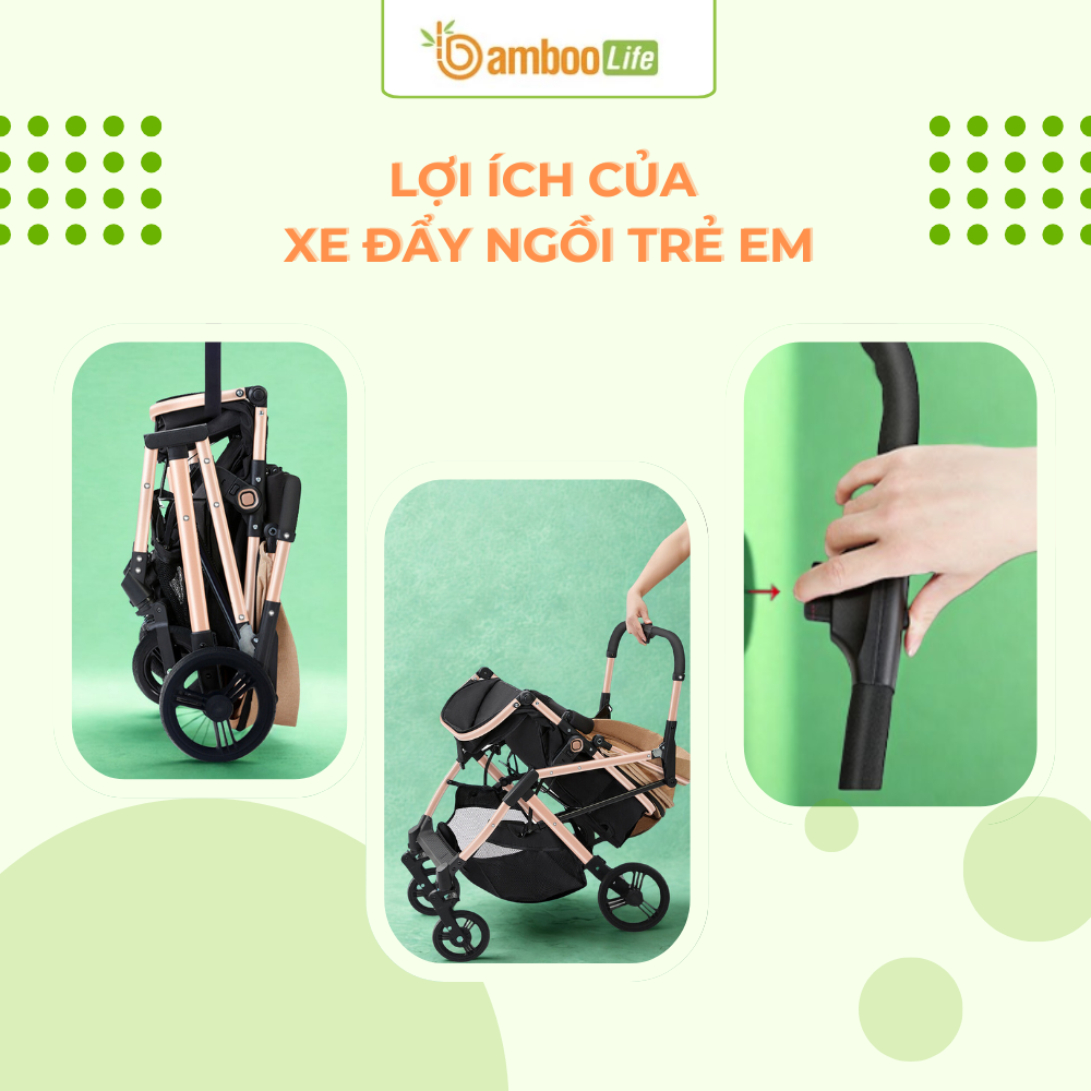 Xe đẩy ngồi em bé gọn nhẹ, gấp gọn linh hoạt cho mẹ