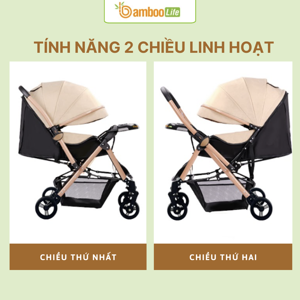 Xe đẩy hai chiều tiện lợi, giúp mẹ dễ dàng quan sát bé