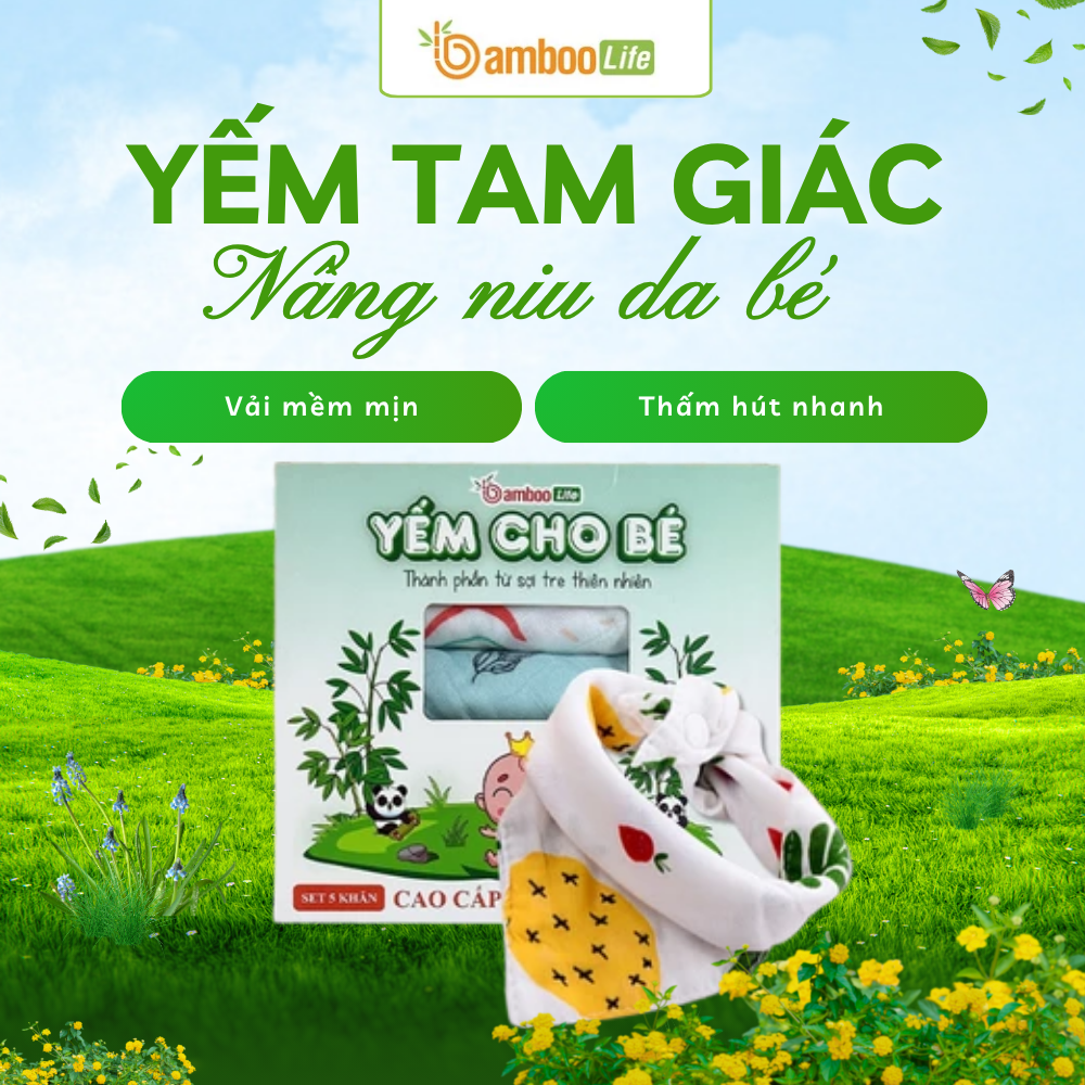 Vải sợi tre mềm mịn, thấm hút nhanh, mang lại cảm giác dễ chịu cho bé