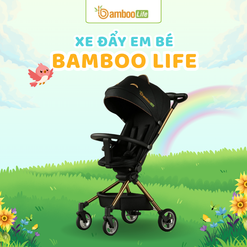 Xe đẩy Bamboo Life BL26 chắc chắn, nhiều tư thế ngả linh hoạt cho bé