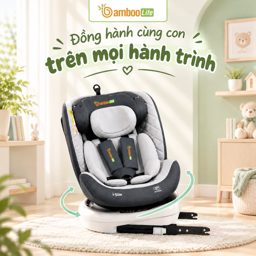 Ghế Bamboo Life BL09 xoay 360° hỗ trợ chăm sóc bé thuận tiện