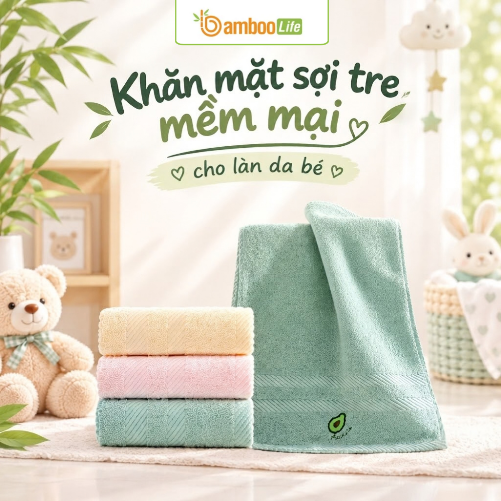 Khăn mặt sợi tre chính hãng giúp bé vệ sinh nhẹ nhàng