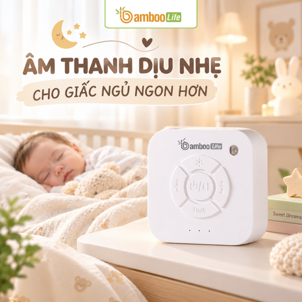 Máy tiếng ồn trắng giúp tạo môi trường âm thanh quen thuộc cho bé